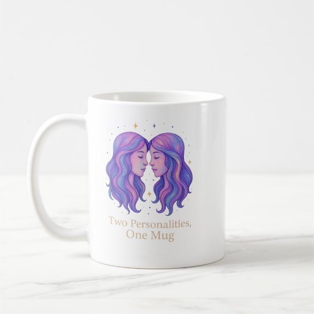 Gemini Zodiac Mug – Funny Gemini Gift – Pastel (Gauche)