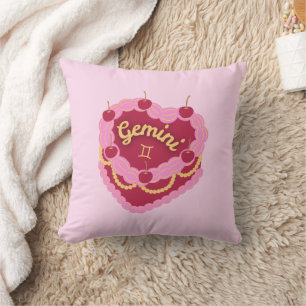 Gemini Zodiac Pastel Heart Geburtstagskuchen Kissen