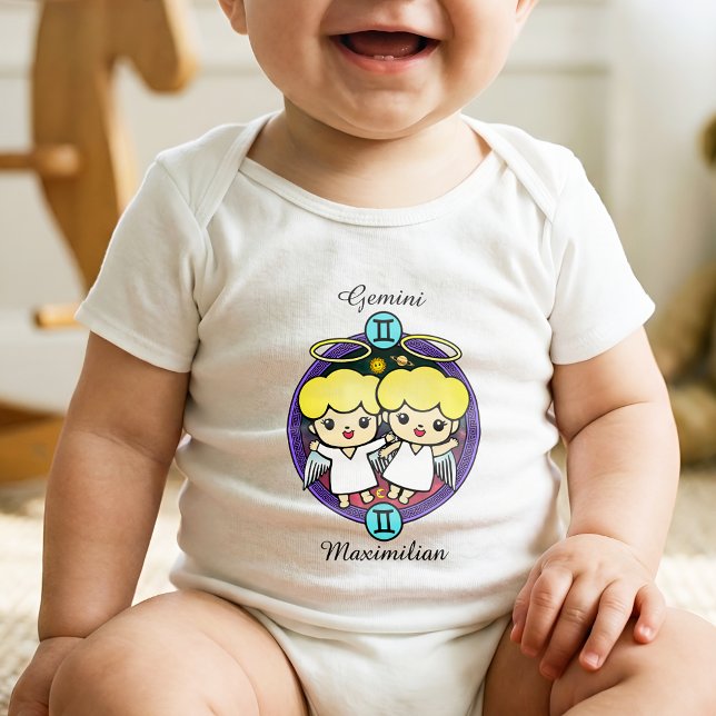 Gemini Zodiac Sign Astrologie Cartoon Horoskop Baby Strampler (Von Creator hochgeladen)