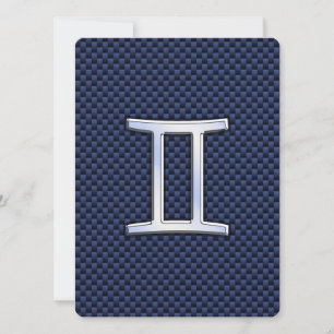 Gemini Zodiac Sign auf Blue Carbon Fibre Style