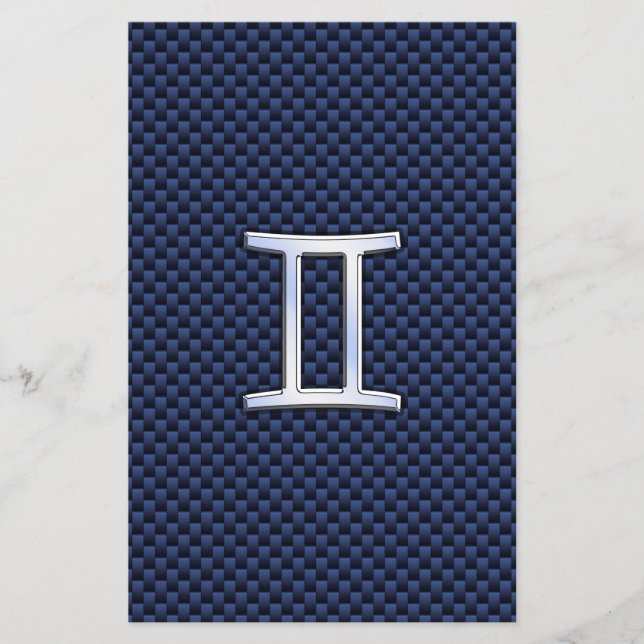 Gemini Zodiac Sign auf Blue Carbon Fibre Style Flyer (Vorne)