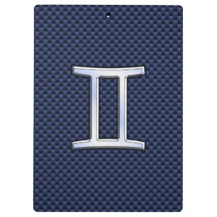 Gemini Zodiac Sign auf Blue Carbon Fibre Style Klemmbrett