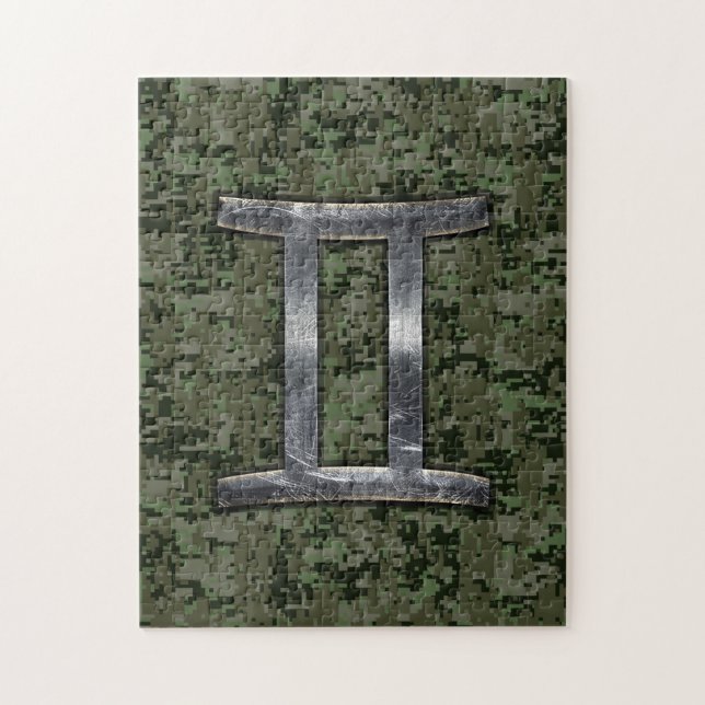 Gemini Zodiac Sign auf Green Digital Camouflage (Vertikal)
