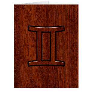 Gemini Zodiac Sign auf Mahogany Wood Style