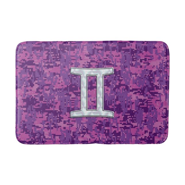 Gemini Zodiac Sign auf Pink Digital Camouflage Badematte (Vorderseite)