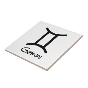 Gemini Zodiac Sign auf weißem Hintergrund Fliese