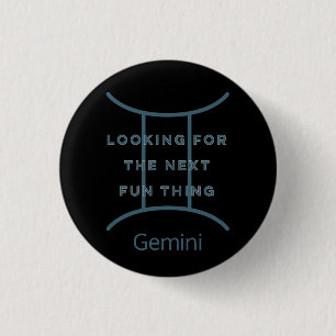 Gemini Zodiac Sign Fusion Zitat in Blue Text Gebur Button