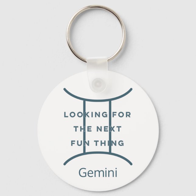 Gemini Zodiac Sign Fusion Zitat in Blue Text Gebur Schlüsselanhänger (Vorderseite)