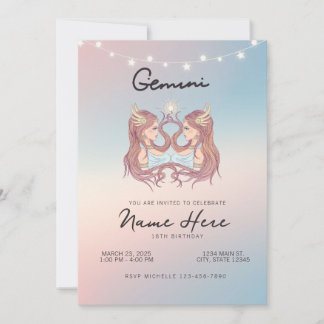 Gemini Zodiac Sign Geburtstag Einladung