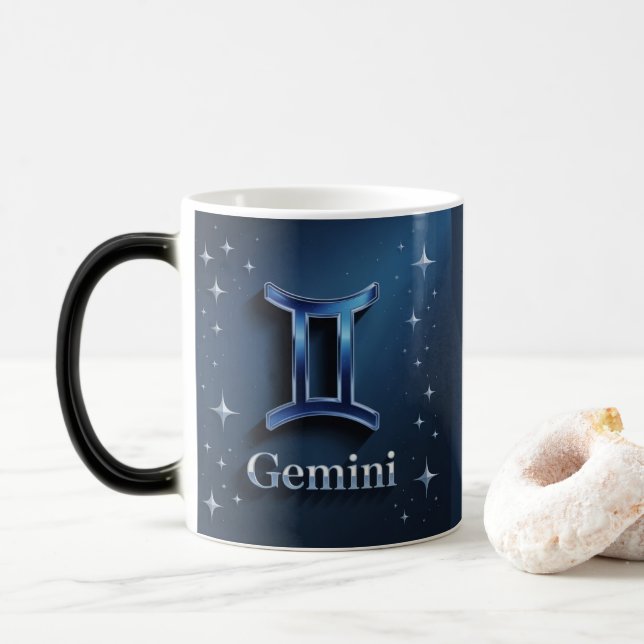 Gemini Zodiac Sign Glyph Morphing Mug Verwandlungstasse (Mit Donut)