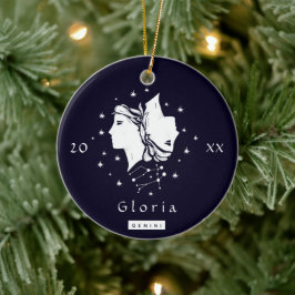 Gemini Zodiac Sign Horoscope Symbol Name & Year Keramik Ornament