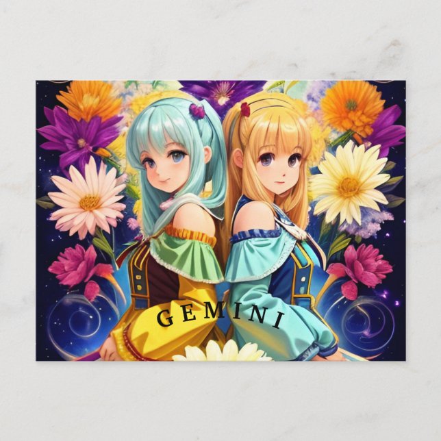 Gemini Zodiac Sign Postkarte (Vorderseite)