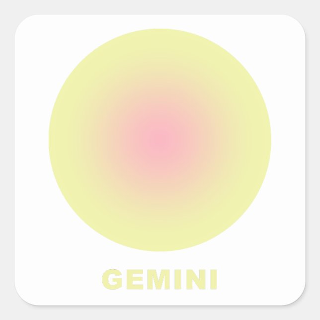 Gemini Zodiac Sign Stilvolle Gradient Quadratischer Aufkleber (Vorderseite)