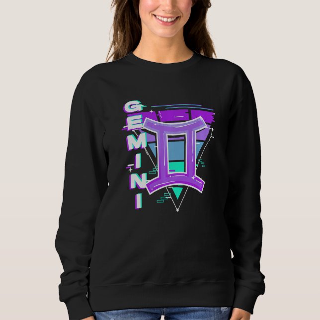 Gemini Zodiac Sign Vaporwave Ästhetik 80er 90s Ar Sweatshirt (Vorderseite)