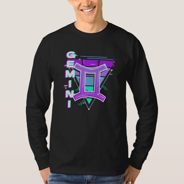 Gemini Zodiac Sign Vaporwave Ästhetik 80er 90s Ar T-Shirt (Vorderseite)