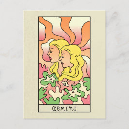 Gemini Zodiac Signa Abstrakte Kunst Vintag Postkarte