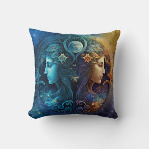 Gemini Zodiac Signature Watercolor Design Kissen