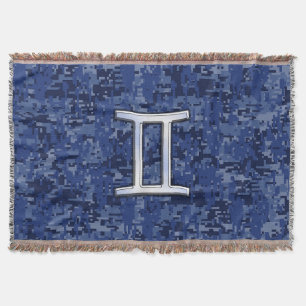 Gemini Zodiac-Signierung auf der Blue-Camouflage Decke