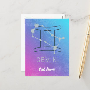Gemini Zodiac Star Zeichenfarben Horoskop Feiertagspostkarte