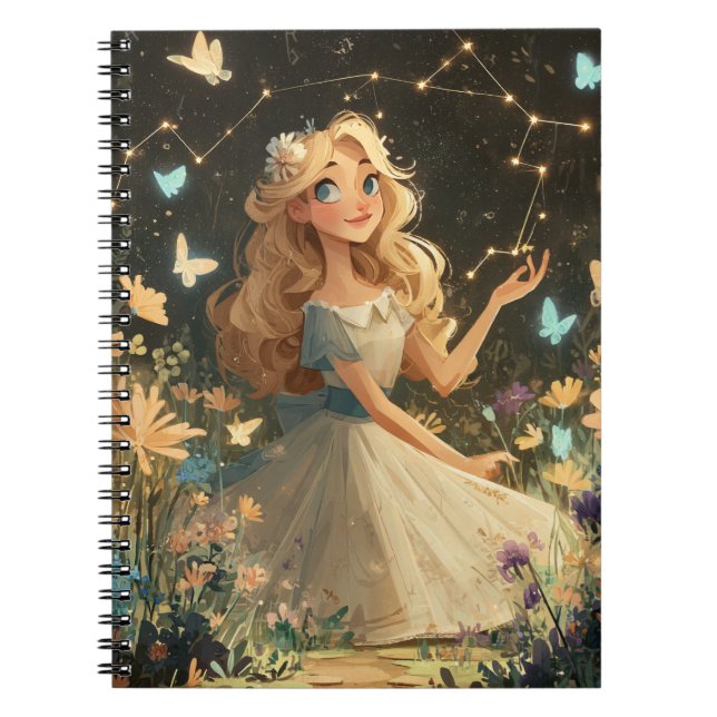 Gemini Zodiac Starry Garden Notebook Notizblock (Vorderseite)