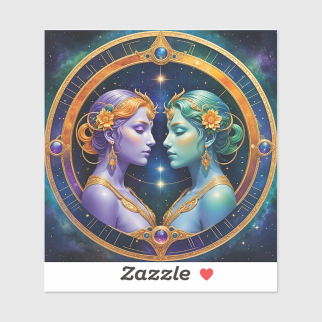 Gemini Zodiac Stickers, Celestial Zodiac Aufkleber (Blatt)