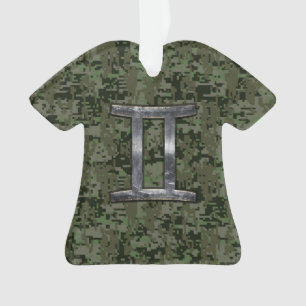 Gemini Zodiac-Symbol auf der grünen digitalen Camo Ornament