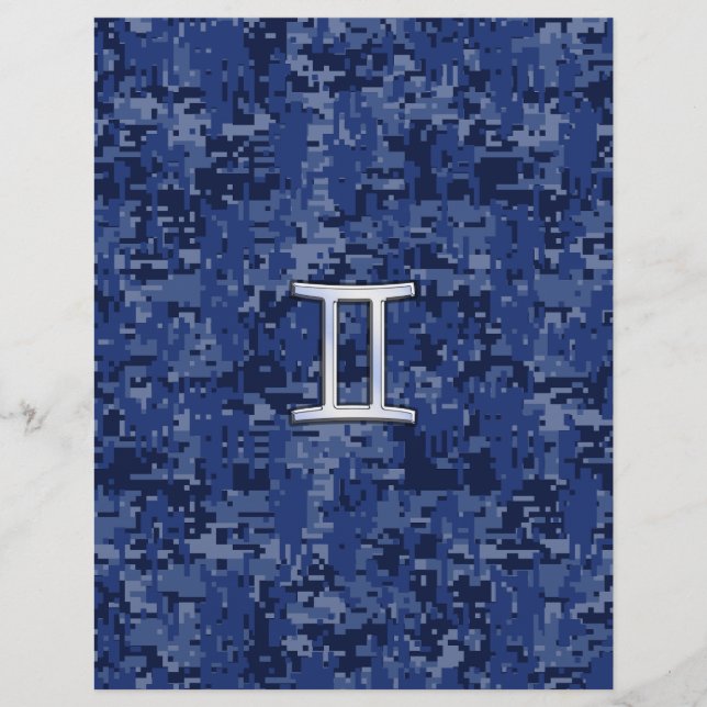 Gemini Zodiac Symbol Blue Digital Camouflage (Vorderseite)