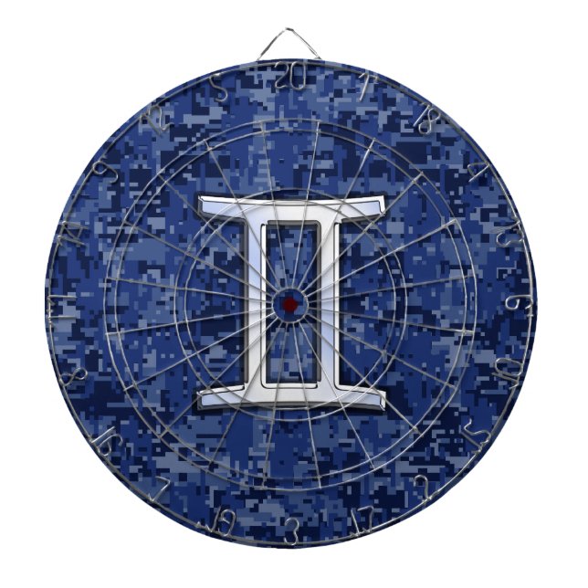Gemini Zodiac Symbol Blue Digital Camouflage Dartscheibe (vorne)