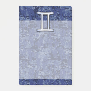 Gemini Zodiac Symbol Blue Digital Camouflage Post-it Klebezettel