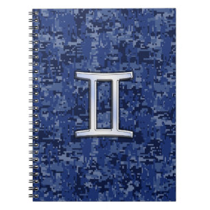 Gemini Zodiac-Symbol für die digitale Navy-Blue-Ca Notizblock