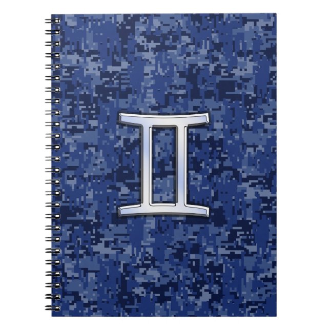 Gemini Zodiac-Symbol für die digitale Navy-Blue-Ca Notizblock (Vorderseite)