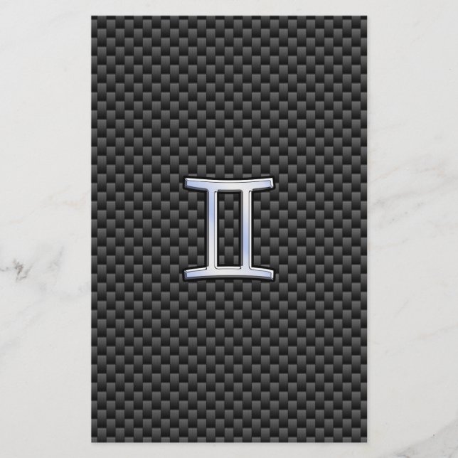 Gemini Zodiac Symbol Holzkohle Faserverbund Briefpapier (Vorderseite)