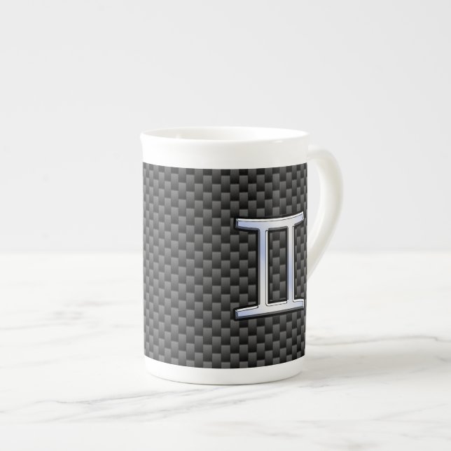 Gemini Zodiac Symbol Holzkohle Holzfaser-Druck Prozellantasse (Vorderseite Rechts)
