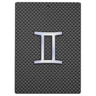 Gemini Zodiac Symbol Holzkohlefaser drucken Klemmbrett