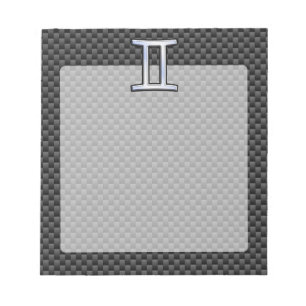 Gemini Zodiac Symbol Holzkohlefaser drucken Notizblock