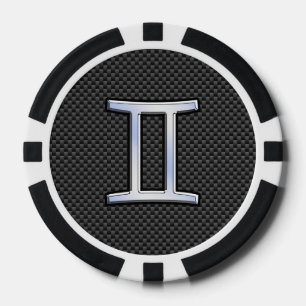 Gemini Zodiac Symbol Holzkohlefaser drucken Pokerchips