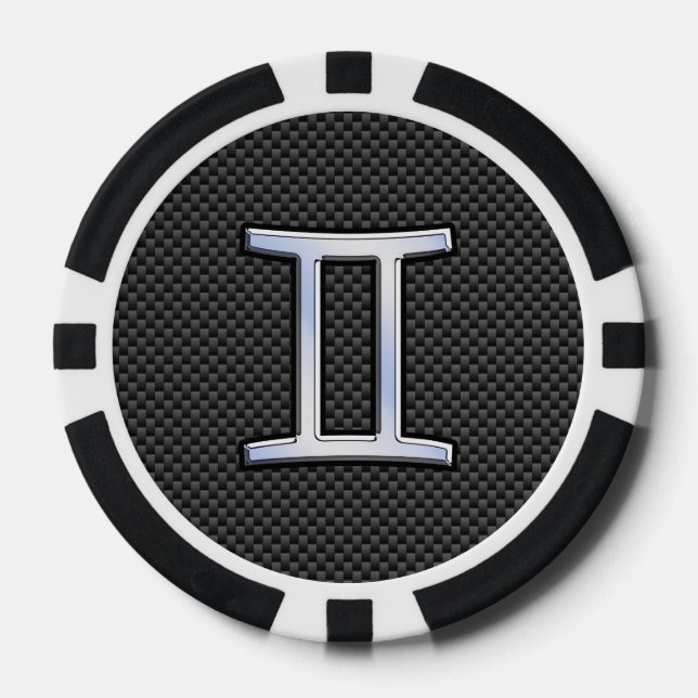 Gemini Zodiac Symbol Holzkohlefaser drucken Pokerchips (Vorderseite)