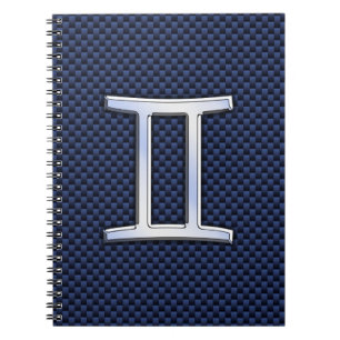 Gemini Zodiac Symbol Navy Blue Carbon Fiber Style Notizblock
