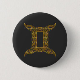 Gemini Zodiac - Tribal Gold Button