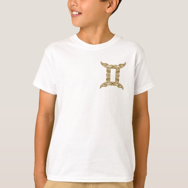 Gemini Zodiac - Tribal Gold T-Shirt (Vorderseite)