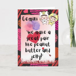 Gemini Zodiac Valentine Card Karte
