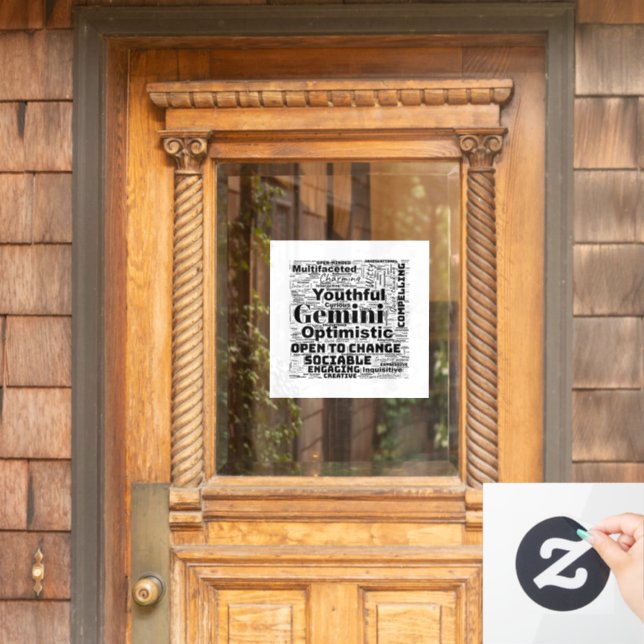 Gemini Zodiac Word Cloud Inspiration Fensteraufkleber (Haustür)