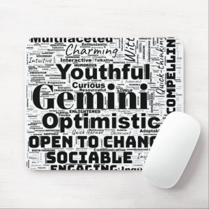 Gemini Zodiac Word Cloud Inspiration Mousepad