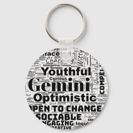 Gemini Zodiac Word Cloud Inspiration Schlüsselanhä Schlüsselanhänger