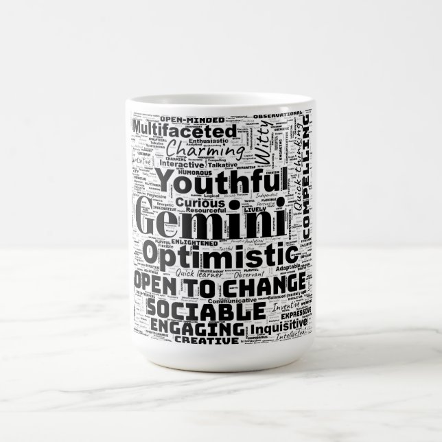 Gemini Zodiac Word Cloud Inspiration Tasse (Mittel)