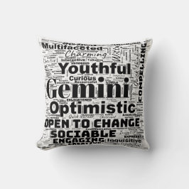 Gemini Zodiac Word Cloud Throw Kissen