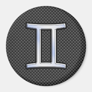 Gemini Zodiac-Zeichen auf Holzkohlefaser Print Magnet
