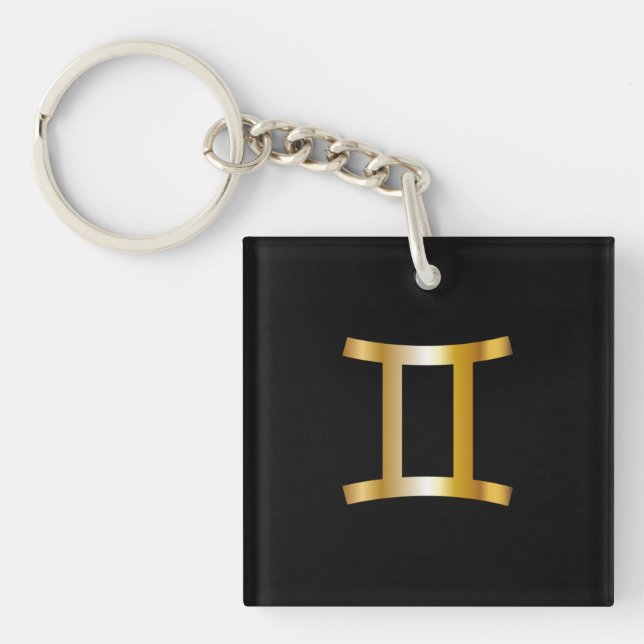 Gemini Zodiac-Zeichen, Black & Gold-Schlüsselanhän Schlüsselanhänger (Vorderseite)