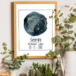 Gemini Zodiac Zeichen: Individuelle Name & Geburts Poster