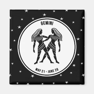 Gemini Zodiac Zeichen, Schwarz und Weiß Magnet